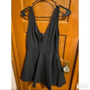 Black short dress v-neck